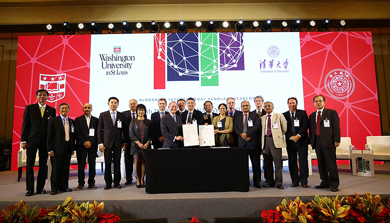 Prof. Rocky S. Tuan and partner presidents and representatives of other McDonnell Academy members sign the University Campus Sustainability Declaration.