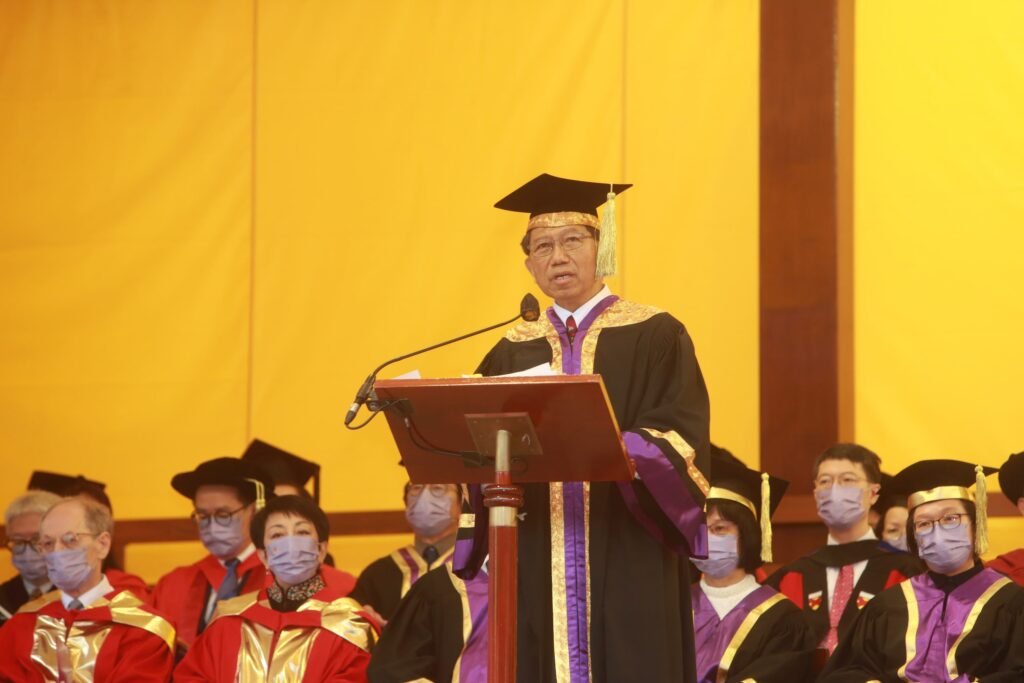 CUHK Vice-Chancellor and President Professor Rocky S. Tuan delivers a speech.