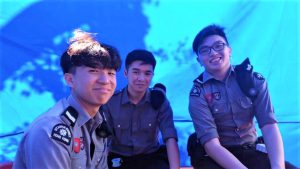 Galax Chen (middle) and his St. John Cadet teammates.