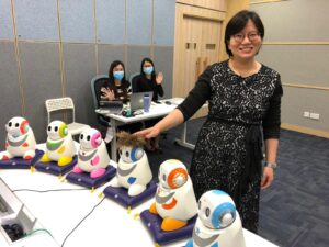 Professor Catherine So (first from right) and her team from CUHK’s Department of Educational Psychology have been awarded the runner-up prize in the E-Education and Learning Award category at the 2022 WITSA Global Innovation and Tech Excellence Awards. They were given the award for the project <em>Robot for Autism Behavioral Intervention®</em>.