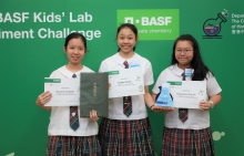 Rachel Ma, Zita Ng, and Katarina Shing (left to right), students from St. Paul’s Convent School won the BASF Kids’ Lab Experiment Challenge 2019 with their safe and interesting experiment, “Artificial Leaf”.