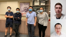 Research team members: (From the left) Professor Sen YANG, Research students Siu Fai HUNG and Yifan CHEN, Undergraduate student Wing Ki LO, visiting scholar Kim KAFENDA (top right) and former CUHK Research Assistant Professor Kangwei XIA (bottom right).