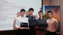 (From left) Members of 'WannaCry', the champion team in the PwC's HackaDay: Leung Shing Yuet, Tong Cham Fei, Wang Xianbo, and Zeng Yihui.