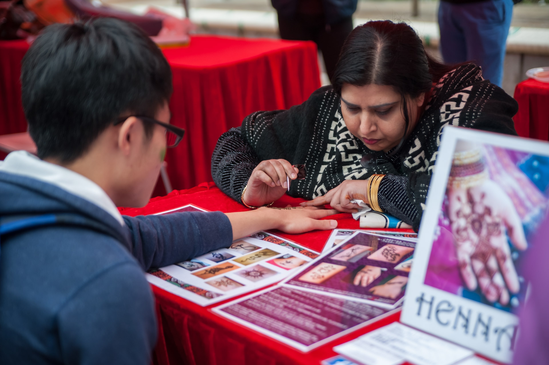 The Indian henna painting booth.