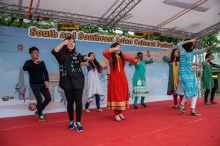 Bollywood style flash mob on stage.