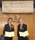 (From left) Prof. Francis Chan, Dean of the Faculty of Medicine, CUHK and Prof. Julio Frenk sign the three-year Memorandum of Understanding between two Faculties.