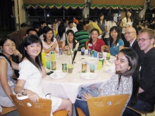 Professor Wolff and his students at the postgraduate welcome dinner 2007