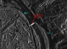 TerraSAR 1米解析度雷达图像中的都江堰水利枢纽（2008年5月16日）