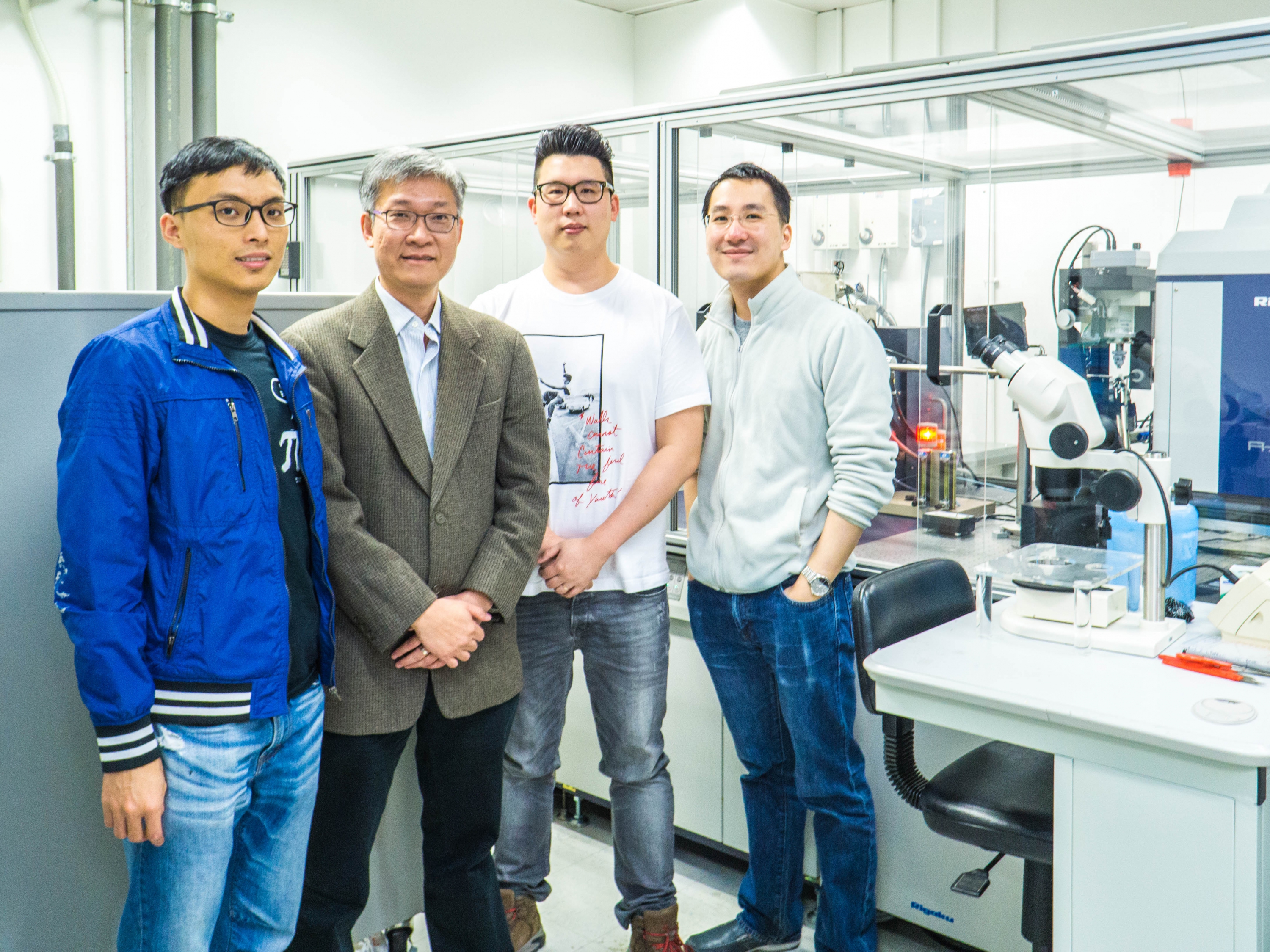 Prof. Kam Bo Wong and his research team. (From Left) Yap Shing Nim, Kam Bo Wong, Man Hon Yuen, and Yu Hang Fong.