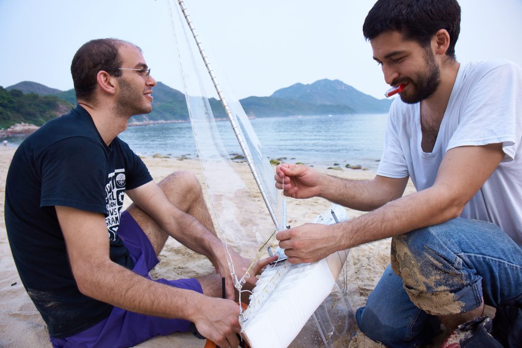 Harada fixing the prototype of Protei in Lamma Island, Hong Kong in 2014. 