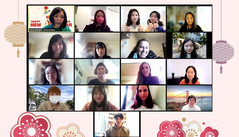 CUHK exchange returnees host a virtual Lunar New Year gathering for incoming exchange students.