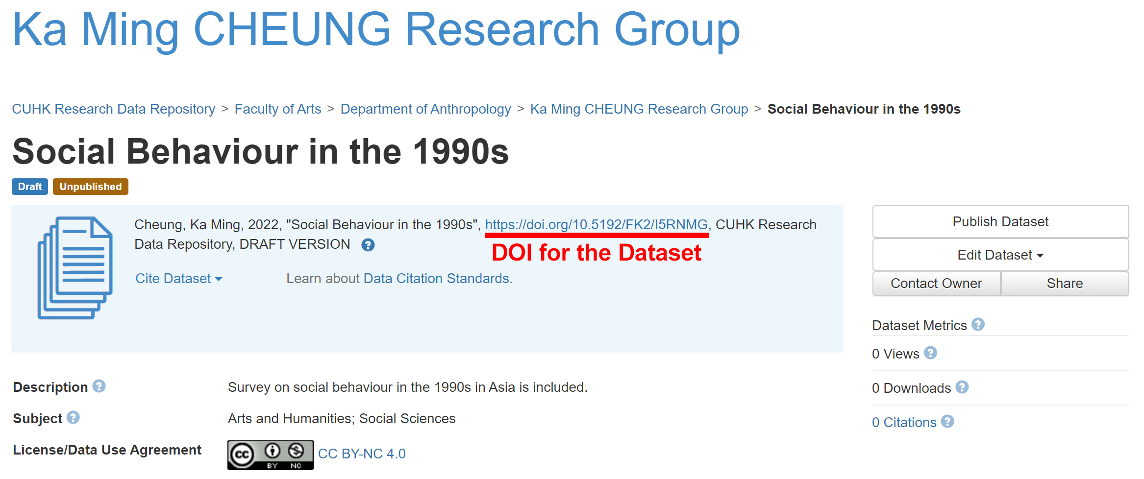 DOI for the dataset