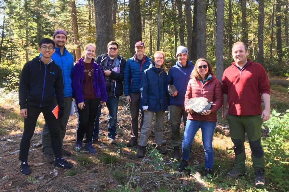 photo: Field trip of petrology class in early October 2019 in a Lithium mine in Vermont, USA.