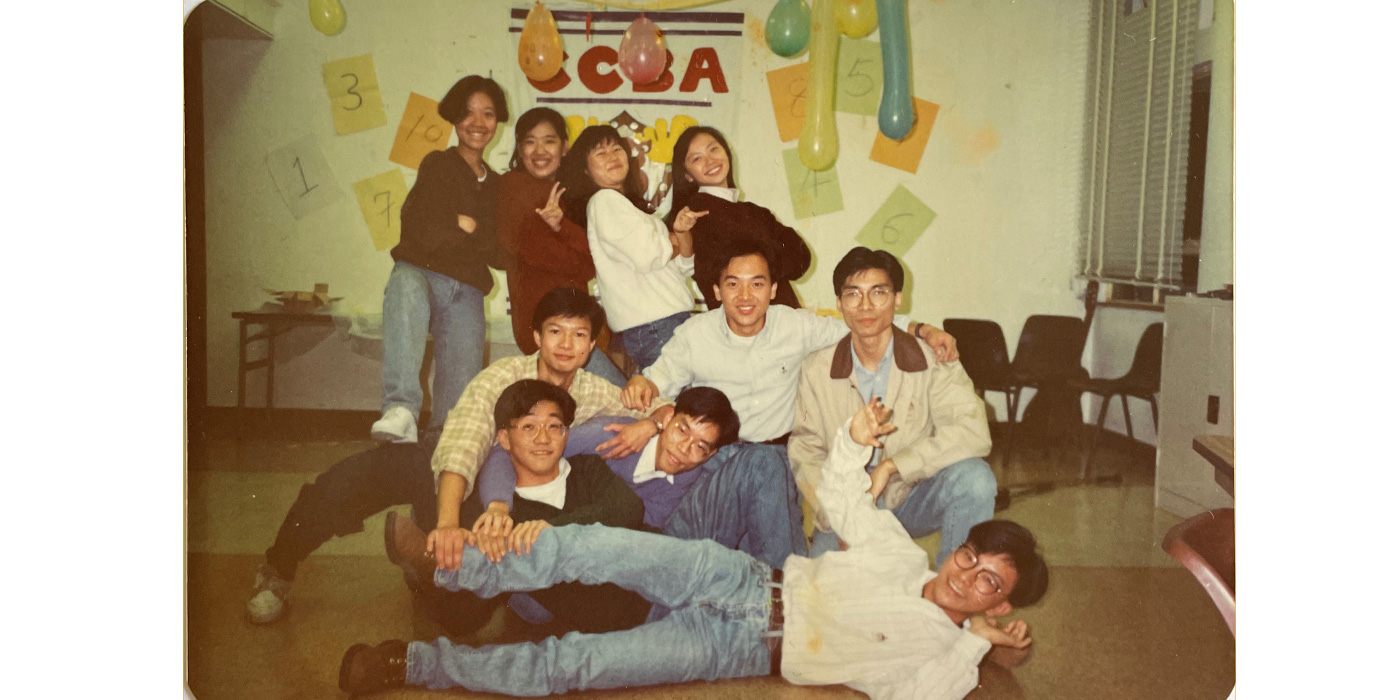 Chris Sun (lying on the floor) and his classmates at CUHK