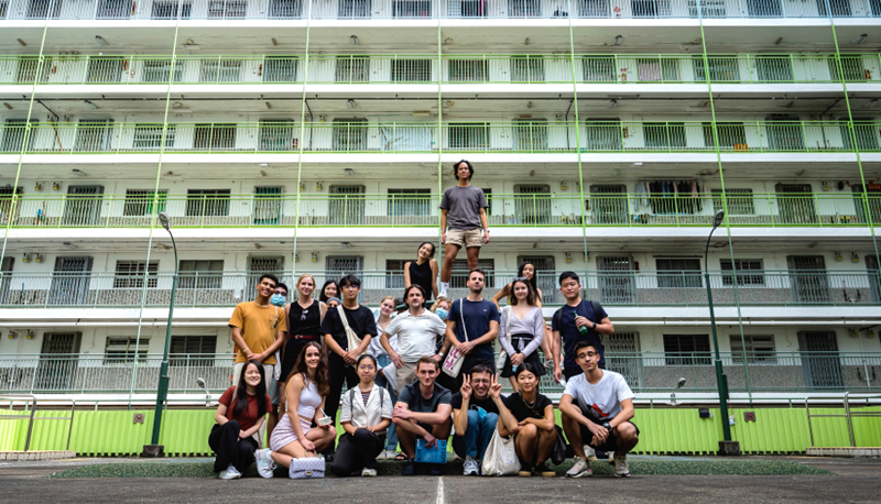 Students are impressed with the aesthetically pleasing colours and symmetry of Nam Shan Estate. (Photo credit: Falk Aritomo Hettwer)