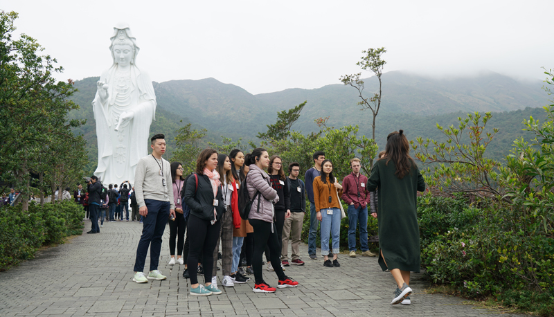 Exchange students visit Tsz Shan Monastery to learn about Buddhism in China and Hong Kong.