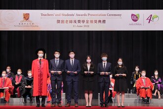 Group photo of student awardees of Medicine Session on stage.