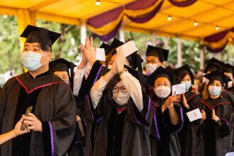 Joyful graduates celebrating their academic achievements 