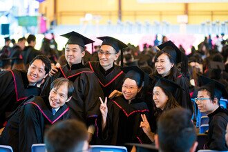 Graduates took selfie photos to capture the joyful moment