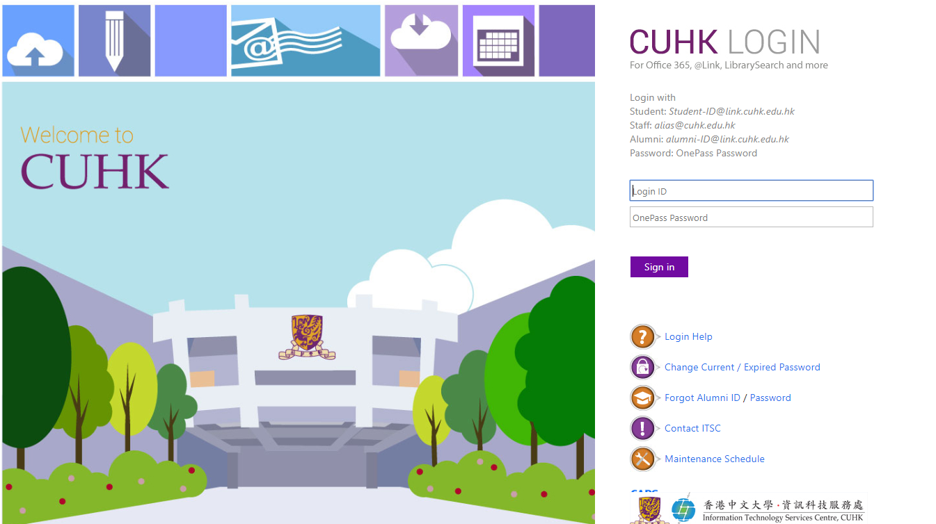 CUHK Login screen will pop up