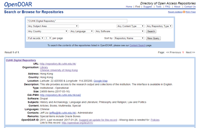 Directory of Open Access Repositories (OpenDOAR)