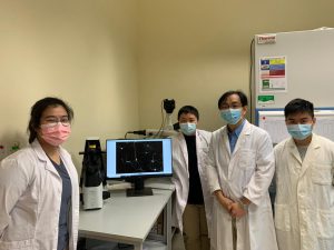 The research team is led by Professor Kim Hei-Man Chow (second from left) and Professor Kin Ming Kwan (second from right), with student members Miss Jacquelye Sun (first from left) and Michael Lau (first from right).