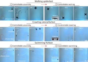 Artificial liquid skin, based on total ferrofluidic wetting, converts silicone elastomer to miniature soft machines.