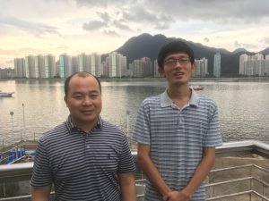 Professor Haiwei LUO (left) and Dr. Sishuo WANG (right) at Simon F.S. Li Marine Science Laboratory, CUHK.