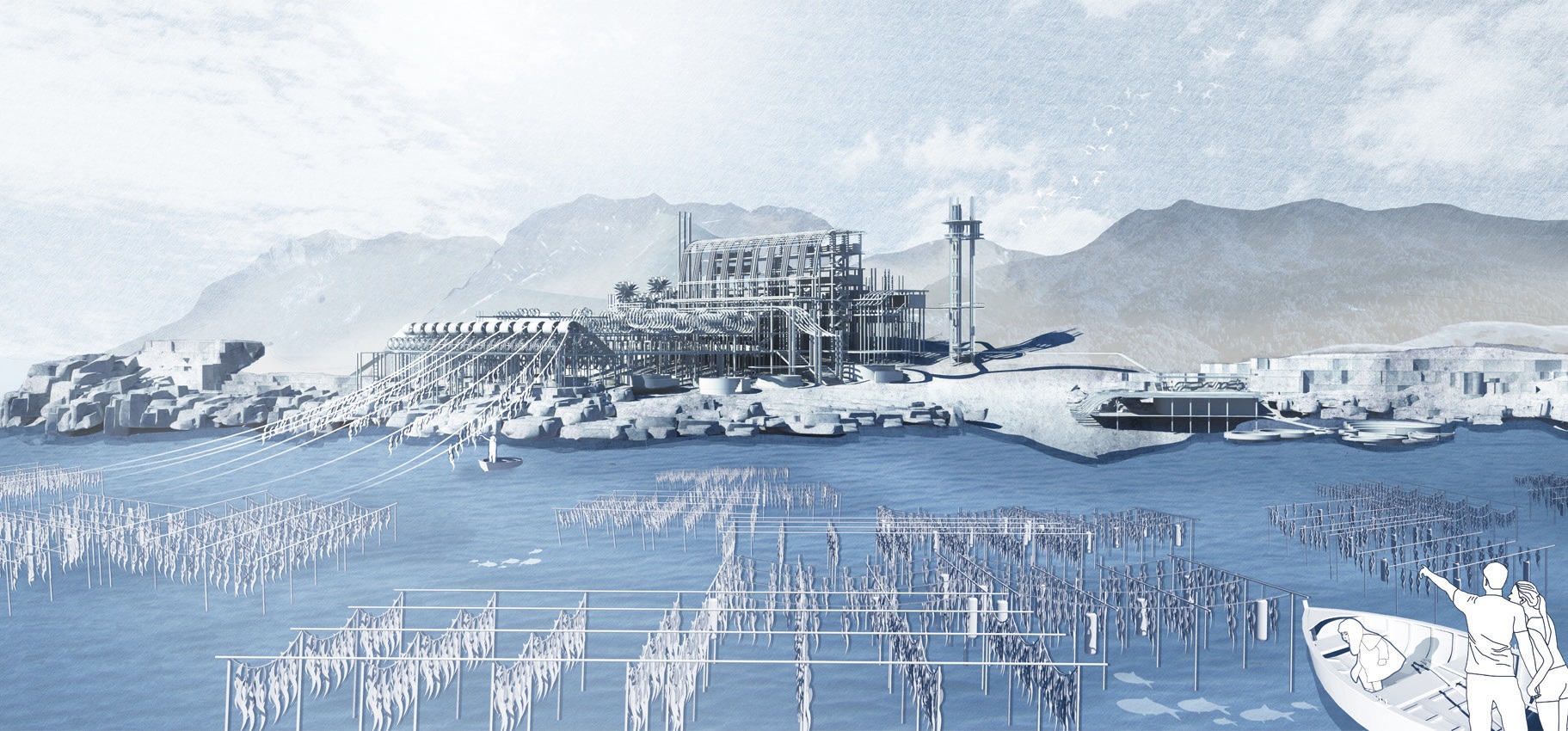 “Seaweed Machine: Regenerative Architecture at Tung Ping Chau” proposal by Jessie Wong.