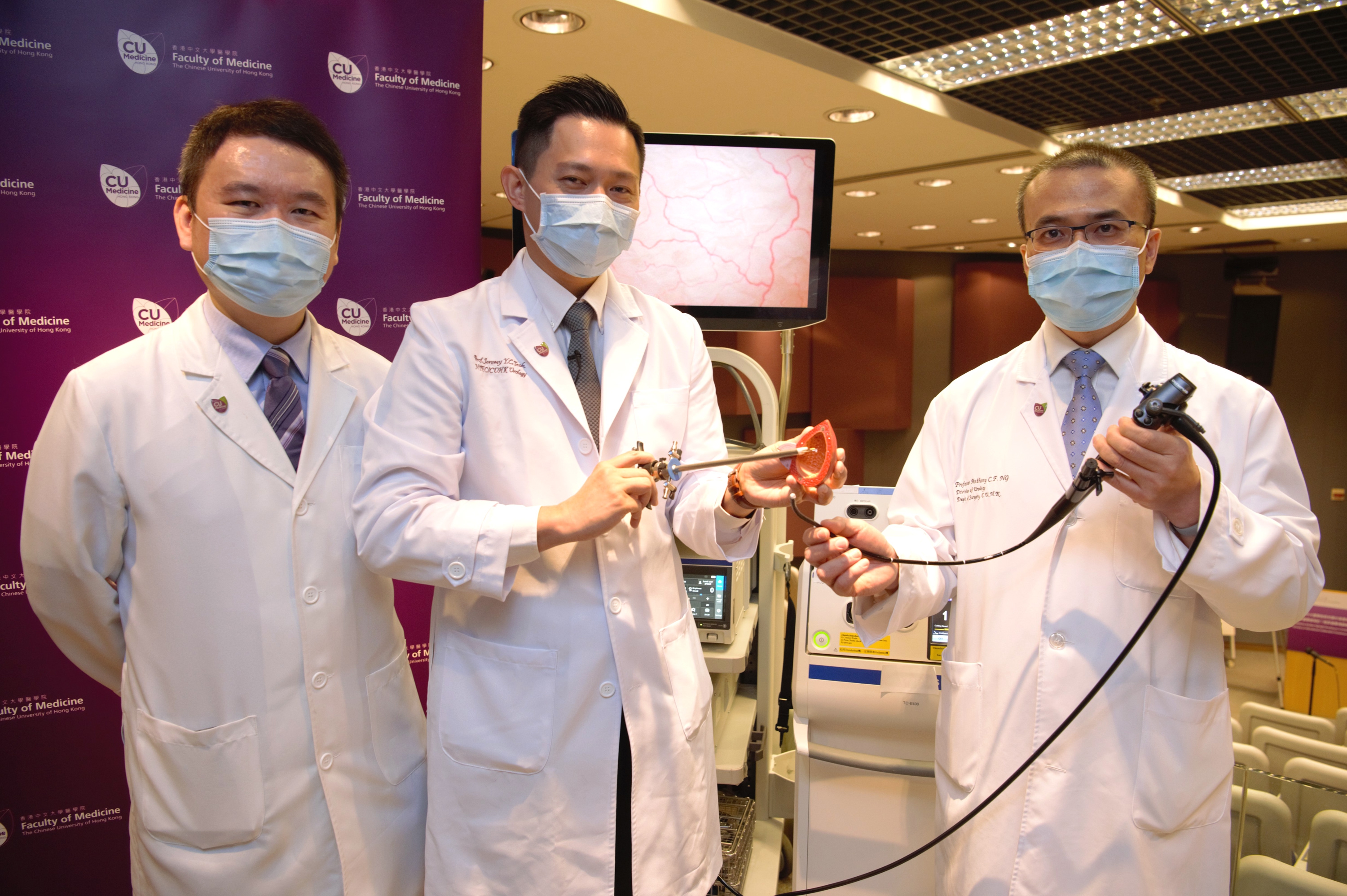 The Faculty of Medicine of The Chinese University of Hong Kong (CU Medicine) has recently published two studies on the disease, in both epidemiology and treatment aspects, in the prestigious international urological journal European Urology. (From left: Professor Martin Chi Sang WONG, from The Jockey Club School of Public Health and Primary Care; Assistant Professor Dr. Jeremy Yuen Chun TEOH and Professor Anthony Chi Fai NG from the Division of Urology, Department of Surgery at CU Medicine)