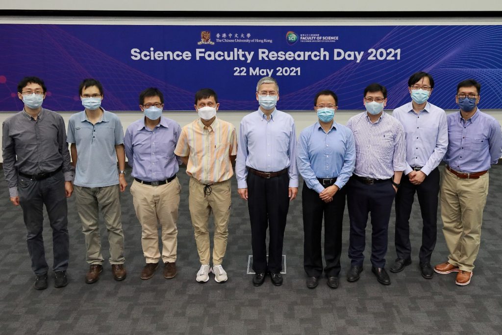 (From Left) Prof. Sen Yang, Prof. Yilin Wu, Prof. Ronald Lok Ming Lui, Prof. Liwen Jiang, Dean Chunshan Song, Prof. Jiang Xia, Prof. To Ngai, Prof. Man Nin Chan and Prof. Kin Fai Ho