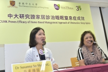 Madam Tsoi (right) had undergone home sleep test study and was diagnosed with moderate OSA. She finds the ambulatory devices easy to operate with comprehensive instructions given by medical staff.