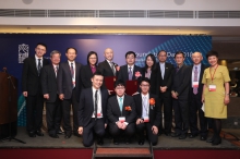 A group photo of Prof. Tjonnie Li, recipient of Croucher Innovation Award 2018; Prof. Qian Miao, recipient of Croucher Senior Research Fellowship 2019; Prof. Poon Wai-yin (Fourth from left in the back row), Pro-Vice-Chancellor and Vice-President of CUHK, and other CUHK members.