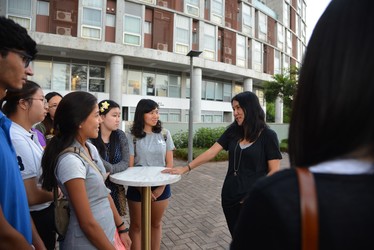 Morningside students chat with Suki Kim at an exclusive Meet-and-Greet event