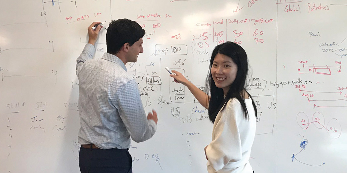 Juni at LinkedIn’s headquarters in San Francisco, where she worked with data scientists to harness the platform’s global data for research and policy making