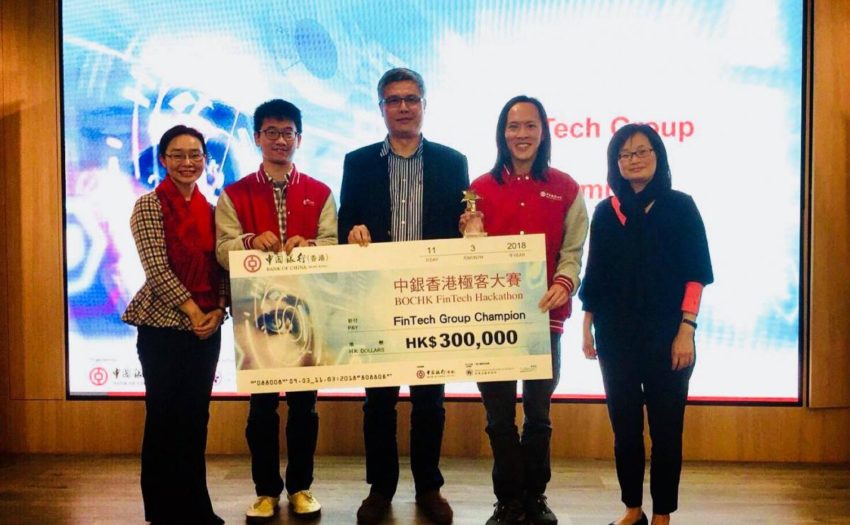 Dr. Gabriel Fung and Dr. Keith Wong, both from SEEM, won the championship (FinTech Group, HKD$300,000) of the BOCHK FinTech Hackathon