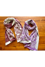 CUHK Press Pure Cotton Reversible Scarf (Burgundy & Pearl White / Lavender & Heather Grey)