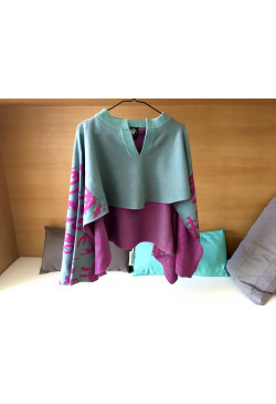 CUHK Press Pure Cotton Shawl (Turquoise & Magenta / Mocha & Coral)