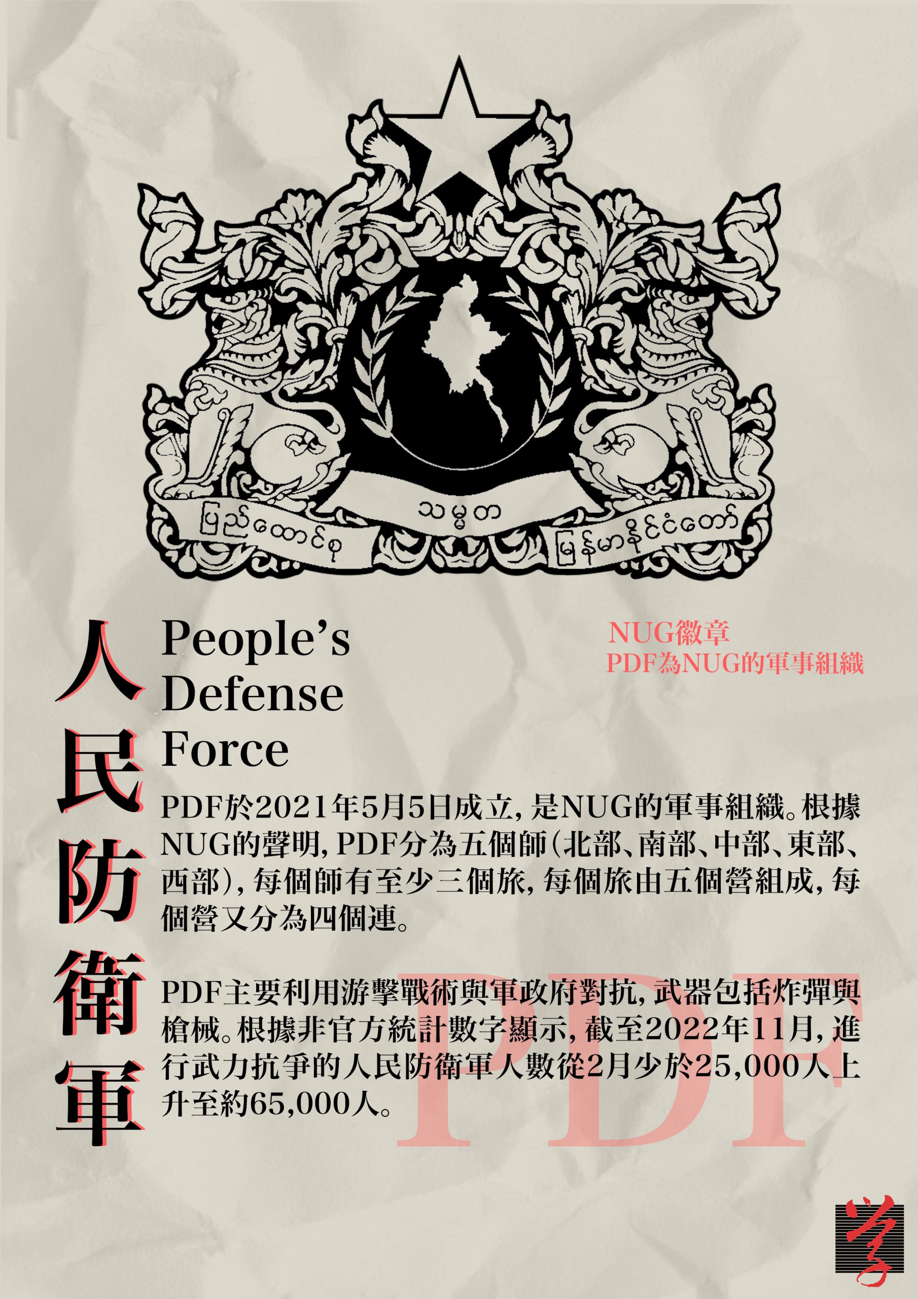 人民防衛軍於2021年5月5日成立，截至2022年11月，人數約65,000人。