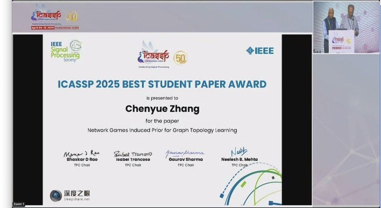IEEE ICASSP 2025 Best Student Paper Award